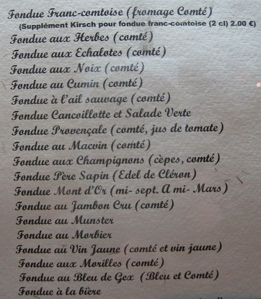 Liste de fondues au fromage